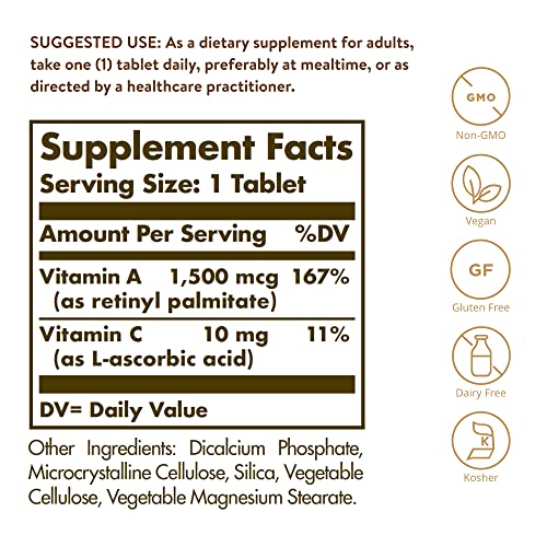Dry Vitamin A 1500 mcg (5000 IU) Solgar 100 Tabs