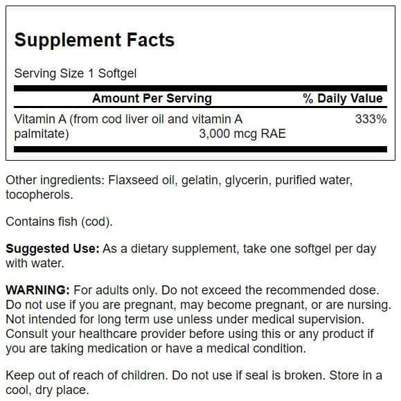 Swanson, Vitamin A 10,000 IU, 250 Weichkapseln