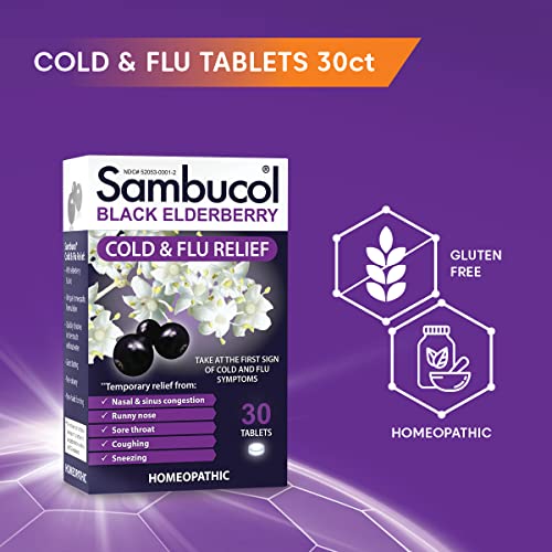 Black Elderberry Cold and Flu Relief Tablets, 30 Count