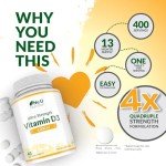 High Strength Vitamin D3 4000 IU - 400 Veggie Tablets