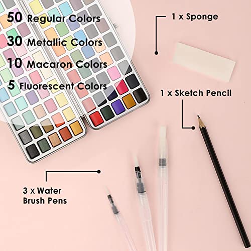 Watercolor Paint Set: 100 Colors & Accessories