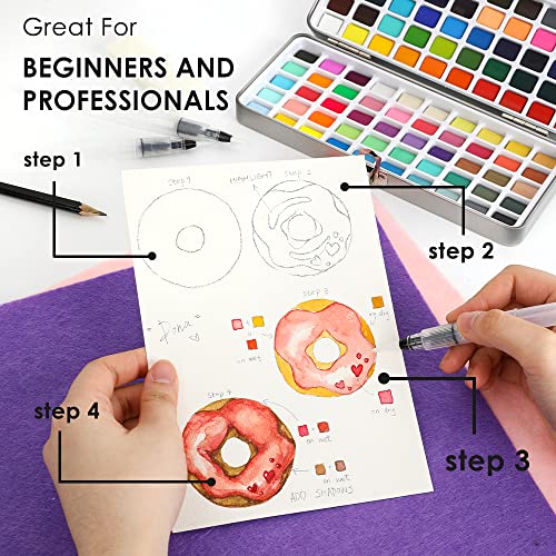 Watercolor Paint Set: 100 Colors & Accessories