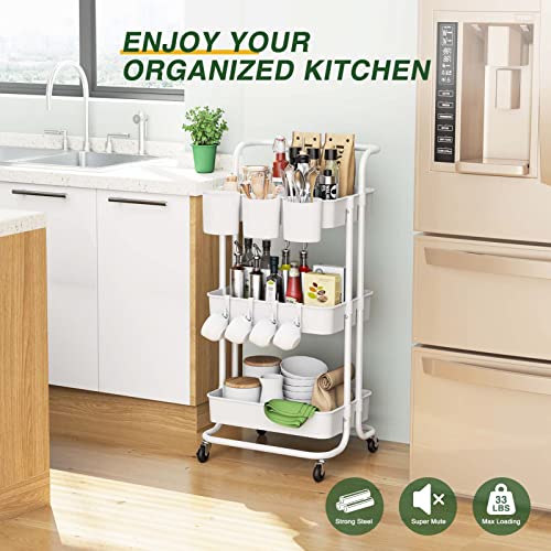 Multifunctional Rolling Art Cart with Hooks & Cups