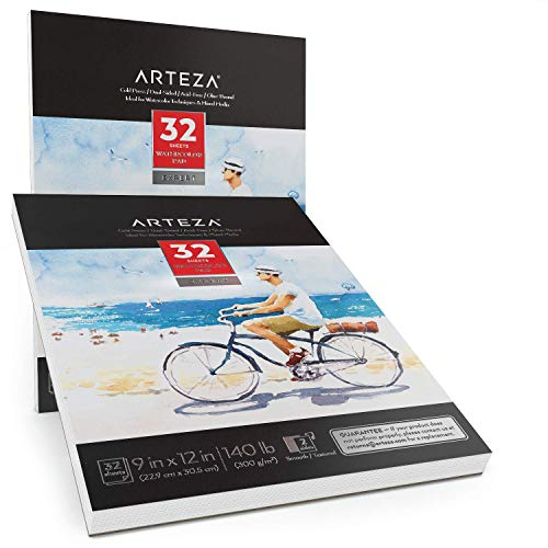 Arteza Watercolor Paper Pad - 2 Pack, 9x12