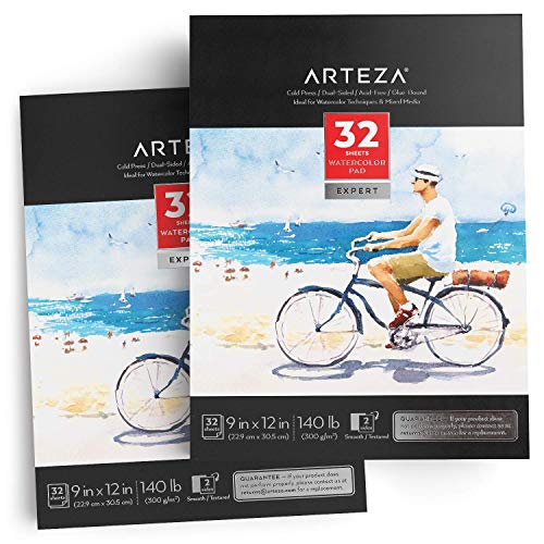 Arteza Watercolor Paper Pad - 2 Pack, 9x12