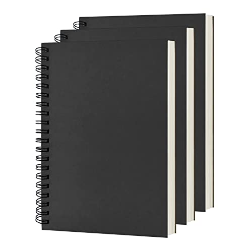 Black Spiral Sketchbook, 3-Pack, 100 Pages