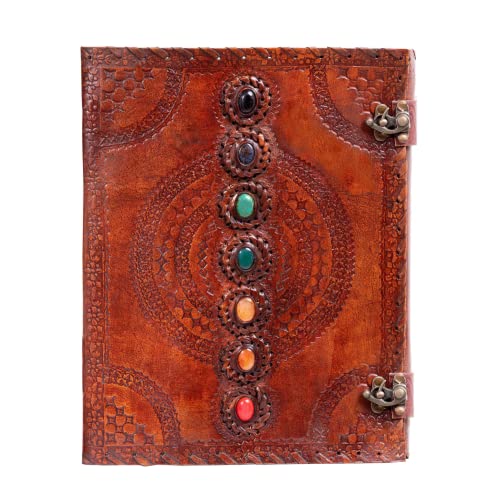 Chakra Embossed Leather Journal - Large Size