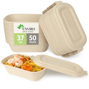 Eco-Friendly Bamboo Meal Prep Containers - 50 Pack
