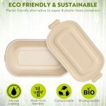 Eco-Friendly Bamboo Meal Prep Containers - 50 Pack