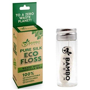 Mint Dental Floss with Reusable Glass Holder