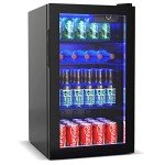 COSTWAY 120 Can Mini Beverage Cooler with Glass Door