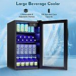 COSTWAY 120 Can Mini Beverage Cooler with Glass Door