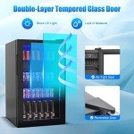 COSTWAY 120 Can Mini Beverage Cooler with Glass Door