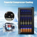 COSTWAY 120 Can Mini Beverage Cooler with Glass Door