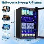 COSTWAY 120 Can Mini Beverage Cooler with Glass Door