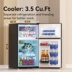 Frestec Mini Fridge with Freezer 3.5 Cu.Ft
