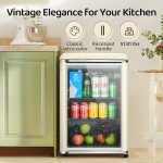 Anypro Retro Mini Fridge with Glass Door