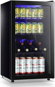 WANAI Mini Glass Door Beverage Fridge for 120 Cans