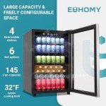 EUHOMY Mini Drink Fridge with Glass Door, 145 Cans