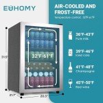 EUHOMY Mini Drink Fridge with Glass Door, 145 Cans