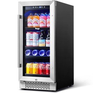 Yeego 15-Inch Mini Beverage Fridge - Holds 80 Cans
