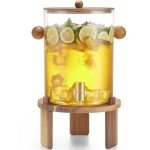 8L Glass Drink Dispenser with Wood Stand