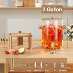 8L Glass Drink Dispenser with Wood Stand