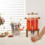 8L Glass Drink Dispenser with Wood Stand