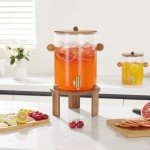 8L Glass Drink Dispenser with Wood Stand