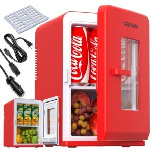 Red Mini Fridge 15L - Portable for Drinks & More