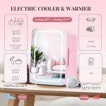 Mini Skincare Fridge with LED Mirror, 6L Pink