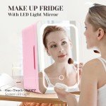 Mini Skincare Fridge with LED Mirror, 6L Pink
