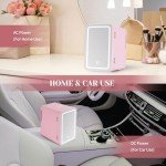 Mini Skincare Fridge with LED Mirror, 6L Pink