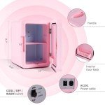 Mini Skincare Fridge with LED Mirror, 6L Pink