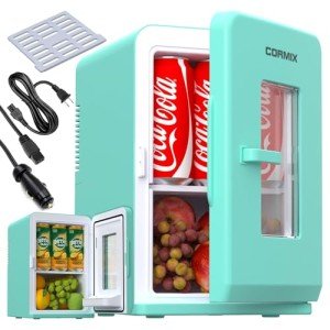 Portable Green Mini Fridge for Drinks and Skincare