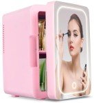 Mini Skincare Fridge with LED Mirror, 6L Pink