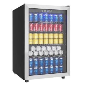 EUHOMY Mini Drink Fridge with Glass Door, 145 Cans