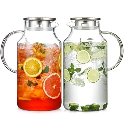 2-Pack 1 Gallon Glass Pitchers with Lids