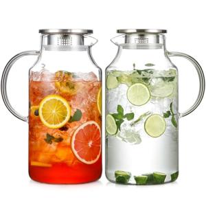 2-Pack 1 Gallon Glass Pitchers with Lids