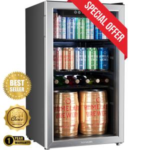 hOmeLabs 120 Can Beverage Cooler with Glass Door