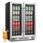 Dual Zone Wine and Beverage Fridge with Glass Door