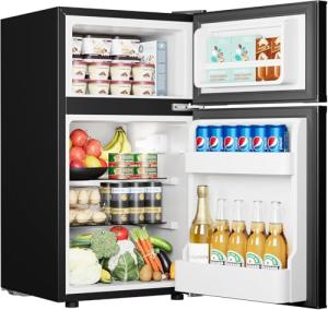 EUHOMY 3.2 Cu.Ft. 2-Door Drink Fridge