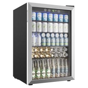 EUHOMY Mini Drink Fridge with Glass Door, 145 Cans