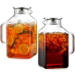 2 Pack 1 Gallon Glass Pitchers with Lid