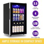 WANAI Black Mini Beverage Fridge for 125 Cans