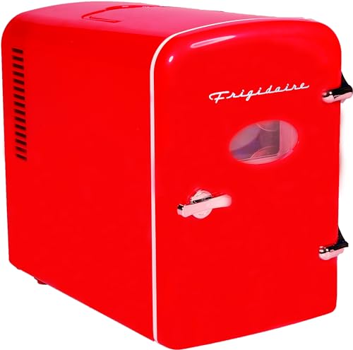 Frigidaire RED EFMIS129- CP4 Mini Portable Compact Personal Fridge Cooler, 4 Liter Capacity Chills Six 12 oz Cans, 100% Freon-Free & Eco Friendly, Includes Plugs for Home Outlet & 12V Car Charger