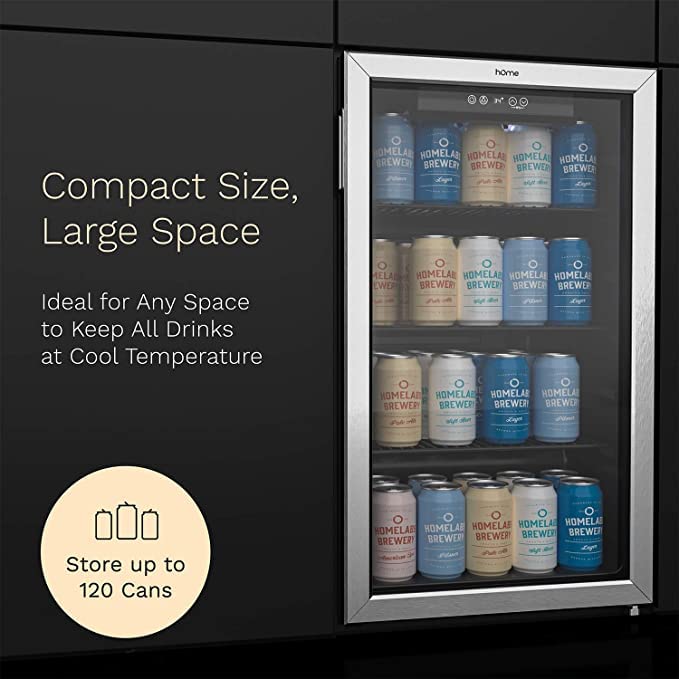 hOmeLabs 120 Can Beverage Cooler with Glass Door
