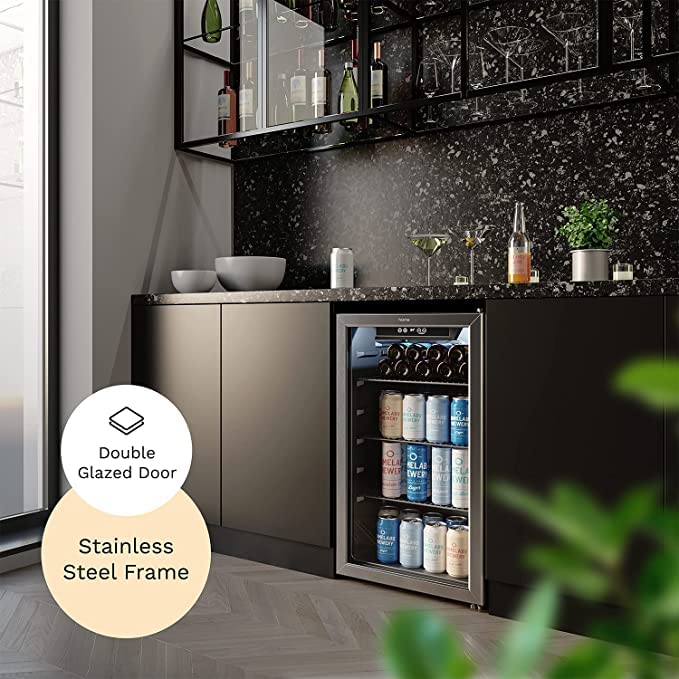 hOmeLabs 120 Can Beverage Cooler with Glass Door