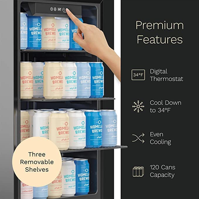 hOmeLabs 120 Can Beverage Cooler with Glass Door