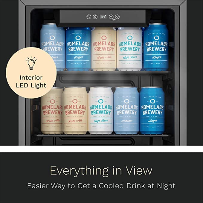 hOmeLabs 120 Can Beverage Cooler with Glass Door